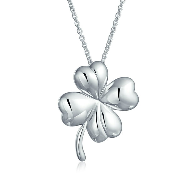 Sterling Silver Irish 4-Leaf Clover Pendant Charm Lucky 925 Medallion NEW Small
